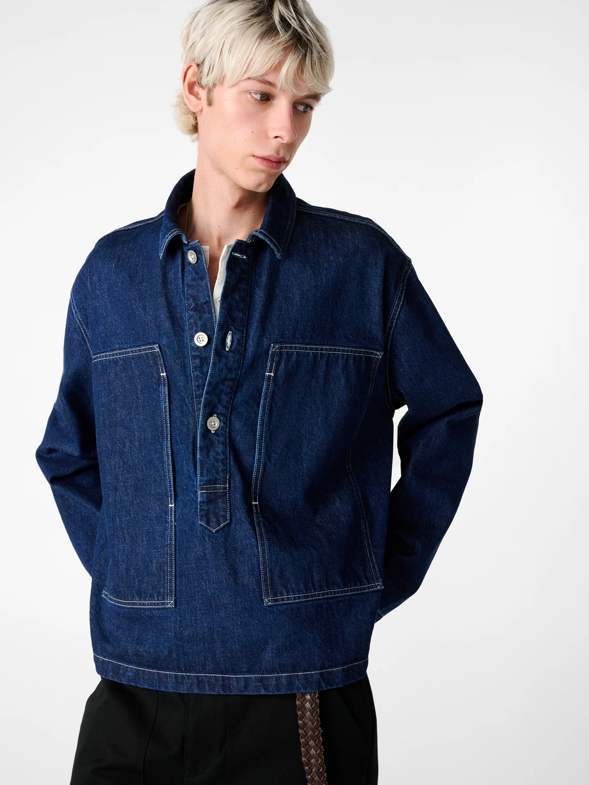 York Polo Denim Shirt in Indigo Wash - Image 6