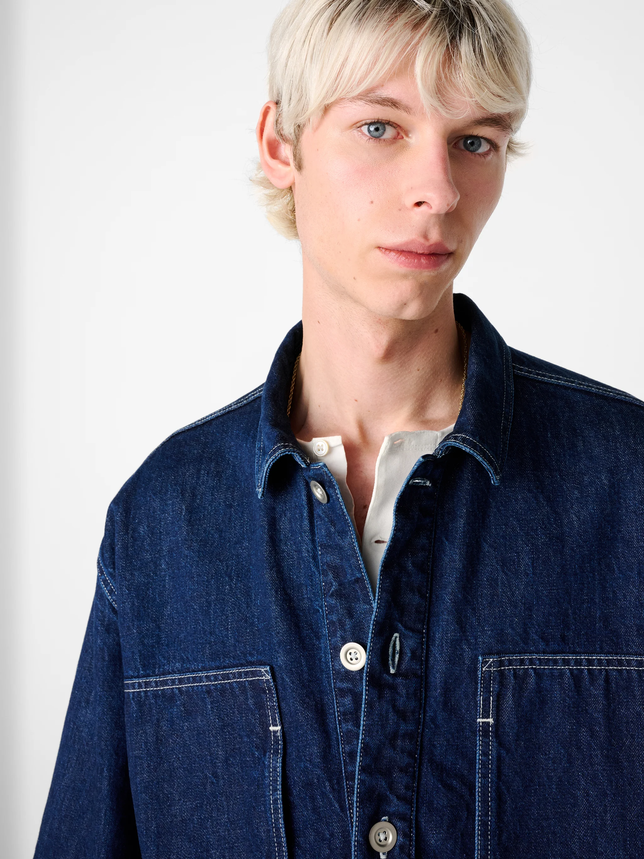 York Polo Denim Shirt in Indigo Wash - Image 7